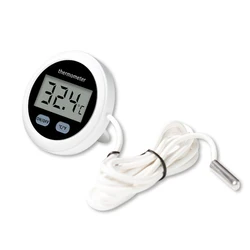 Termómetro Digital LCD de temperatura, Mini termómetro redondo, Monitor de medidor de Sensor para tanque de peces de acuario-50 ~ + 110 ℃