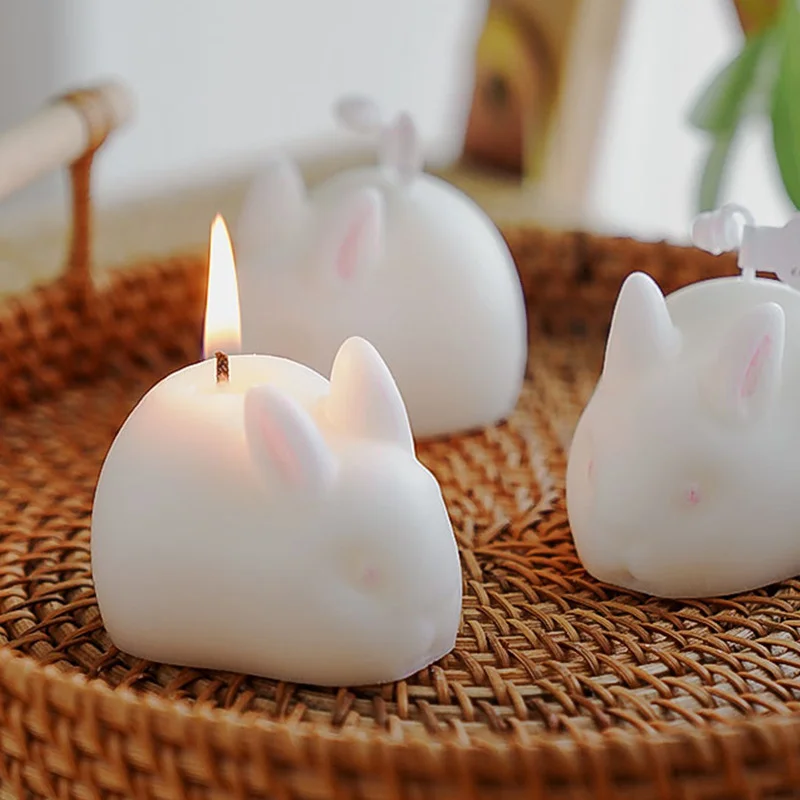 1Pcs Kawaii Rabbit Candle Room Decor Candlelight Dinner Scented Aromatic Candles Home Decorative Candles Wax Birthday Gift