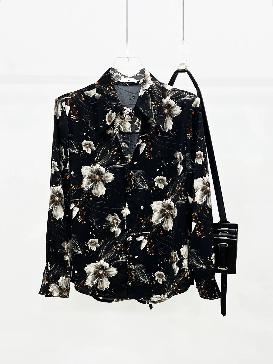 

Мужская рубашка с цветочным принтом в гонконгском стиле, тонкая, с длинным рукавом, не требующая глажки, весна-лето, модная, повседневная, свободного кроя, с молодежным растительным узором