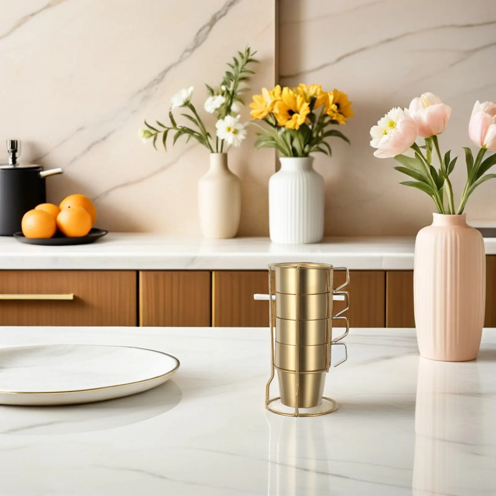 

Набор из 2-х термокружек из нержавеющей стали с двойными стенками, штабелируемые, с ручкой, для чая, кофе, латте, 300 мл, безопасные для горячих напитков, для кемпинга