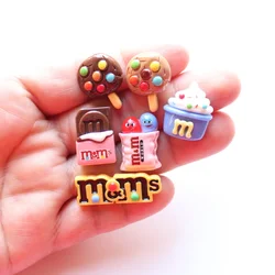 Mini adornos de dibujos animados de Chocolate para manualidades, 10 piezas, crema de caramelo, cabujón plano, álbum de recortes, decoración de joyería DIY, accesorios artesanales