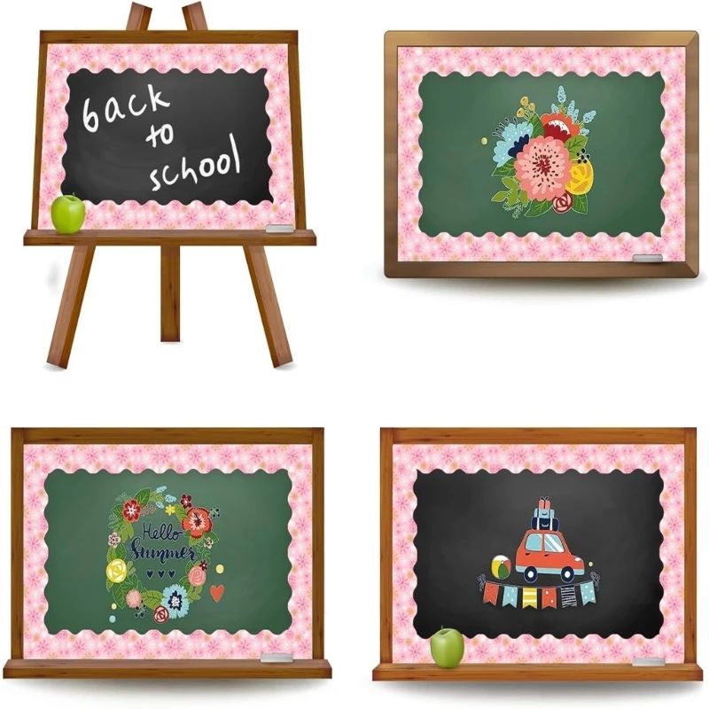 Snowflakes Pattern Border Trim Wall Sticker 65ft Length for Chalkboard Bulletin Board Notice Board Christmas Decoration  D2RC