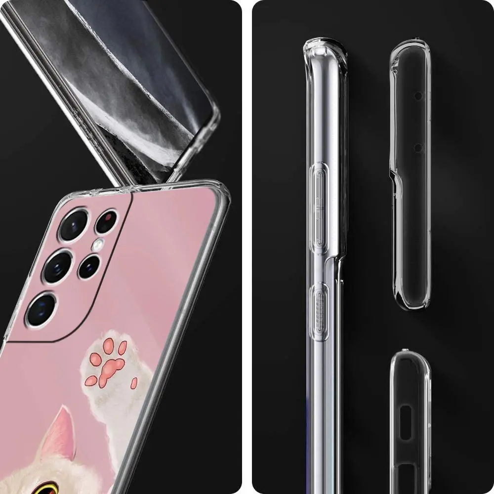 Cat Cute Kitten Cartoon Clear Silicone Phone Case For Samsung Galaxy S23 S22 5G S20 Ultra S21 FE 5G S10E S9 S8 S10 Plus Cover