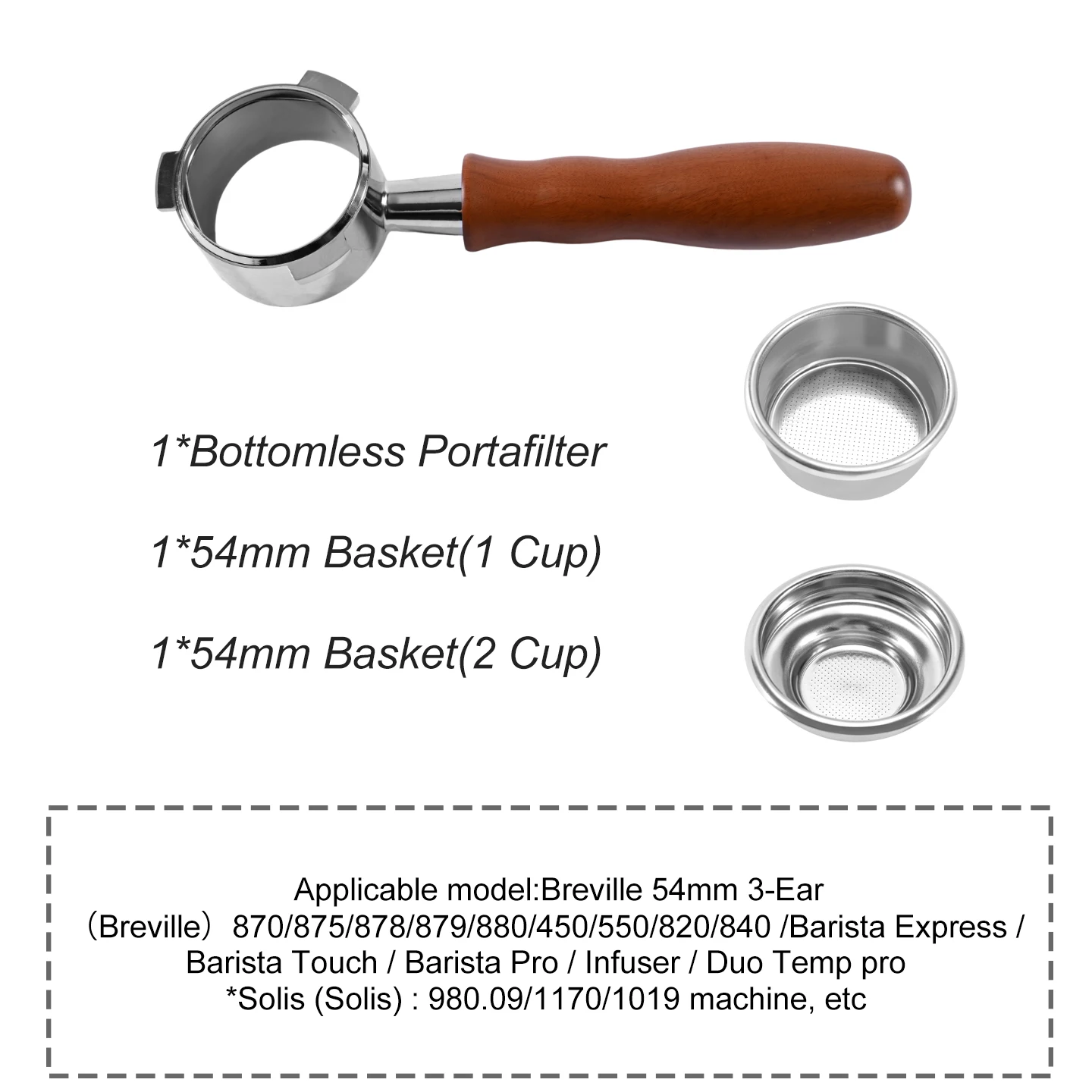 54mm Koffie Bodemloze Portafilter Naakt Voor Breville Sage 870 878 879 Filtermand Espressomachine Accessoires Barista Gereedschap