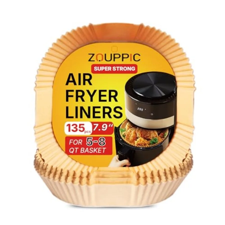 Air Fryer Liners Disposable 7.9 Inch - 135PCS, Unbleached Parchment Paper Liners for 5-8 QT Air Fryer, Non-Stick Oil-Proof Baki