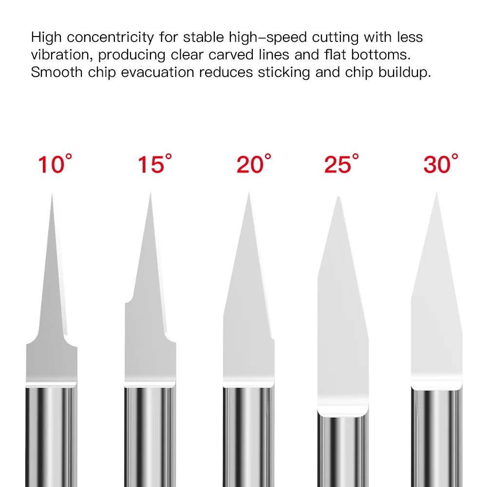 HUHAO Flat Bottom Engraving Bits CNC Carving Carbide Router PCB Wood Acrylic 3D Milling Cutter 10 15 20 25 30 Degree