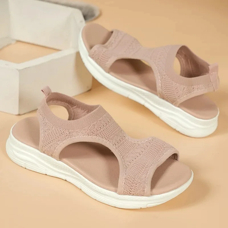 2026 Damen Sommer Neuheit Mesh-Strick Plateau-Sandalen Rutschfeste Sport-Sandalen Damen Lässige Offene Zehen Römische Leichte Sandalen – Detail 33