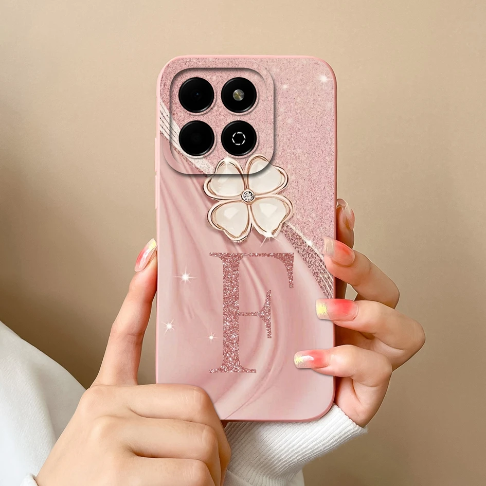 Phone Case For Honor X6b X5b Plus Capa Fashion A To Z Letter Smooth Liquid Protective Back Cover For HonorX6b HonorX5bPlus Funda