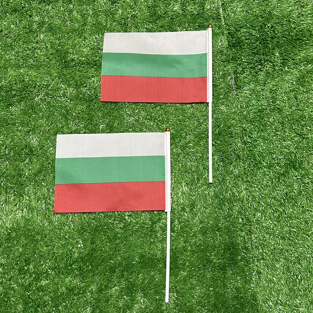 Bandera Bulgaria poliéster pequeña – Asta de plástico para mano - imagen 4