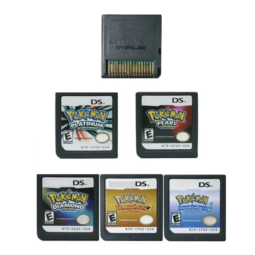 Tarjeta de juego retro NDS, juegos de la serie Pokémon, platino/perla/diamante/corazón dorado/anima plateada, versión en inglés de EE. UU.
