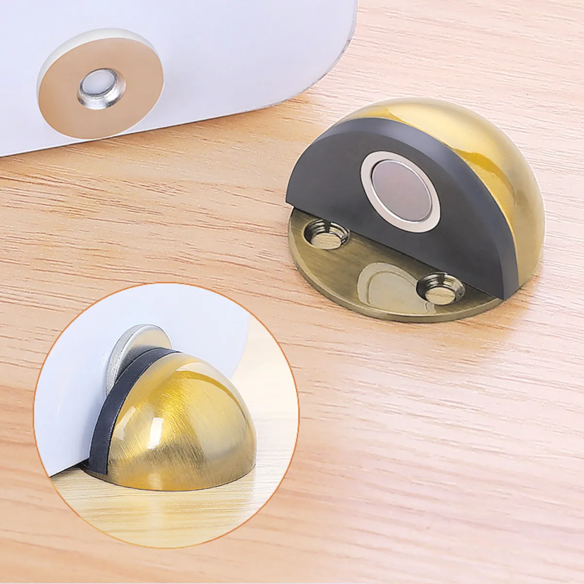 2pcs Magnetic Door Stoppers Stainless Steel Silent Strong Hold Hidden Door Stop for Home Office Hotel Wall Floor Protection