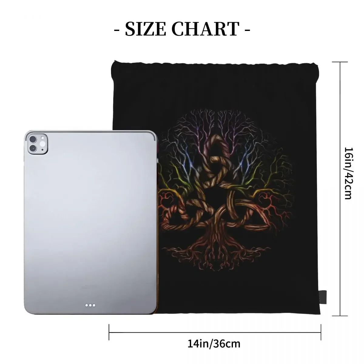 Colorful Tree Of Life With Triquetra Backpacks Drawstring Bags Drawstring Bundle Pocket Sports Bag BookBag For Travel School