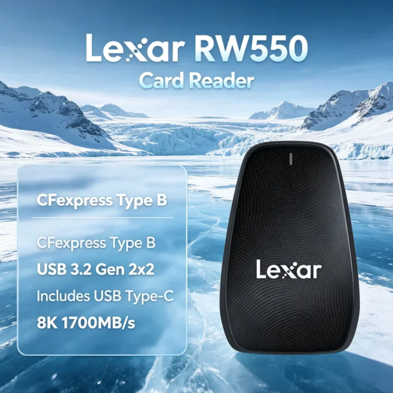 Lexar RW550 8K 20Gbps USB 3.2 Gen 2x2 USB Type-C CFexpress Type B Reader CFexpress Card Reader for 8K Video Transfer