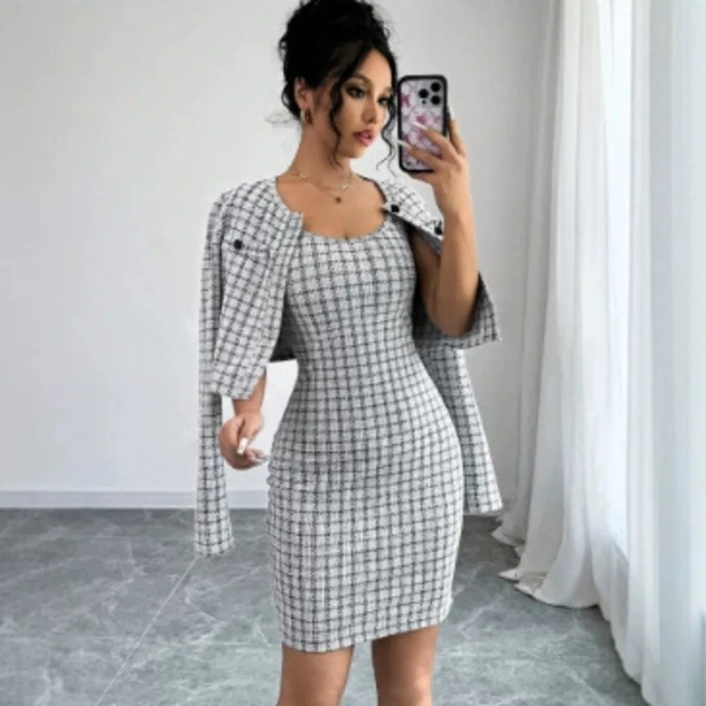 Lady Cloth-style Plate Suit With Short Jacket And Lay Off Skirt Elegant And Slim-fitting Two-piece Women's Outfit Wedding Dress
