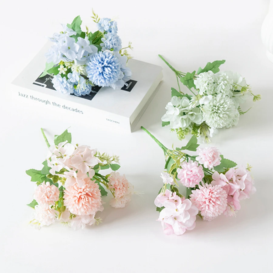 10 Stück Künstliche Blumen aus Seidenhortensien, Handgefertigter Brautstrauß, Festliche Vase, Heimdekoration, Garten, Hochzeitstisch, Pflanzen, DIY-Geschenk – Detail 10