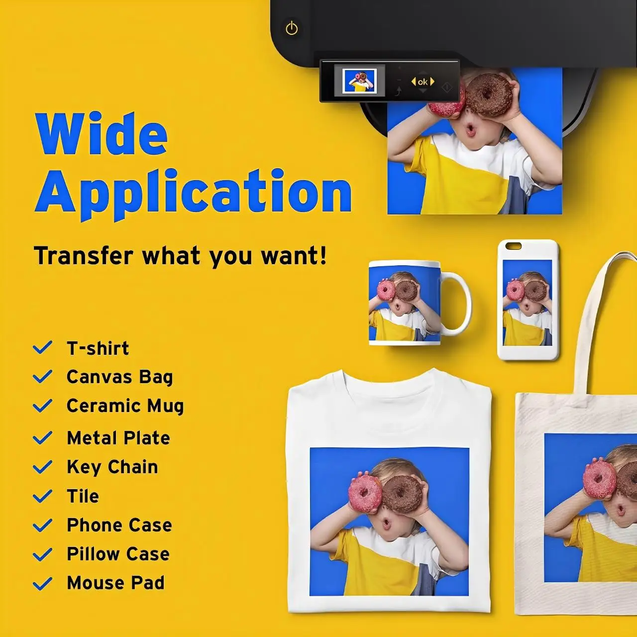 100 Sheets A4 Sublimation Paper 110/125gsm for Inkjet Printer Heat Transfer Paper Works with Sublimation Ink 8.3x11.7 Inch