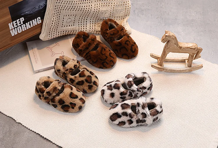 Kinder Warme Flache Freizeitschuhe 2027 Mode Herbst Winter Koreanische Leopardenmuster Plüschschuhe Plüsch Mädchen Baumwollschuhe – Detail 3