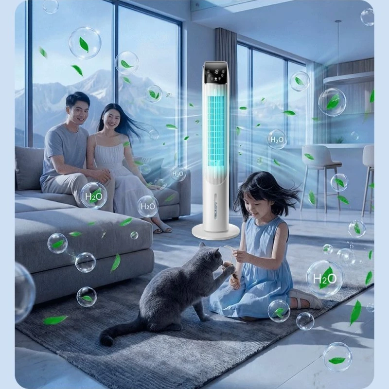 Cooling cooling fan, household small water-cooled air cooler, bladeless tower fan for bedroom