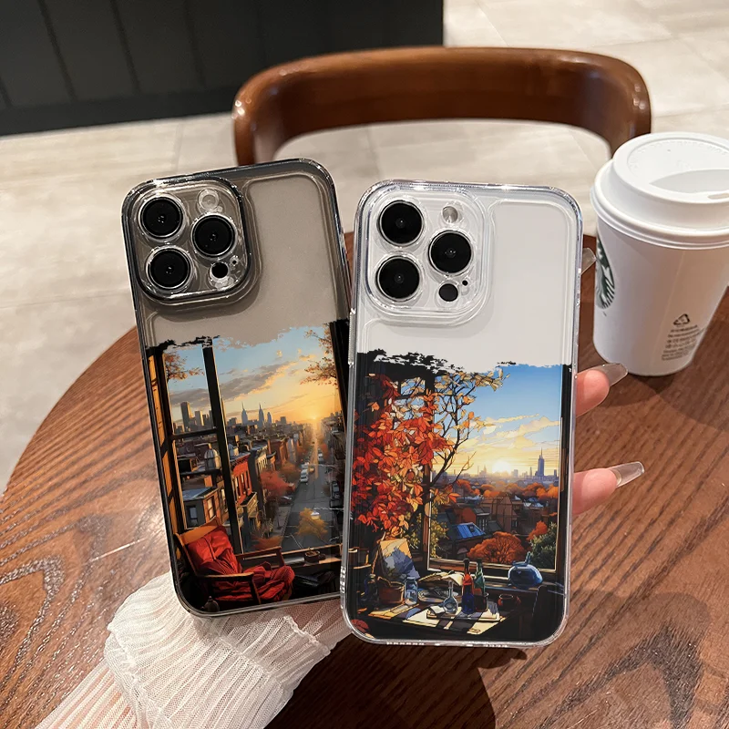 The Sunset Outside The Window At Dusk Phone Case iPhone 16 15 14 13 12 11 Pro Max XR X XS 14 15 7 8 Plus Y2K Anti Fall Cover