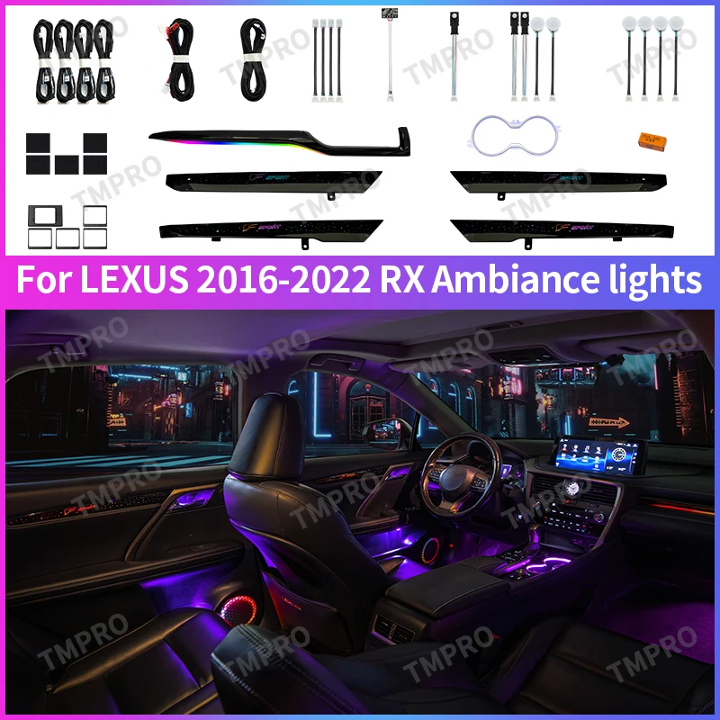 Applicable for 2016-2022 Lexus Rx300 Rx450 Rx350H Ambient Lights Automotive Interior Decoration64 Colors LED Safety assistance