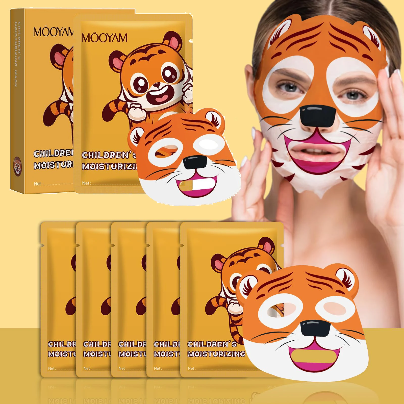 Hoja de personajes de animales Máscaras de spa para niños y adolescentes Colágeno Hidratante Cuidado de la piel Set de regalo de Navidad Favores de fiesta, paquete de 5