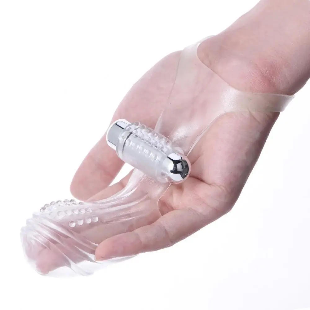 Triple Finger Sleeve Vibrator Delay Extender HandJob Clit Stimulate Squirt Brush Woman Orgasm Massager Condom Stick #4