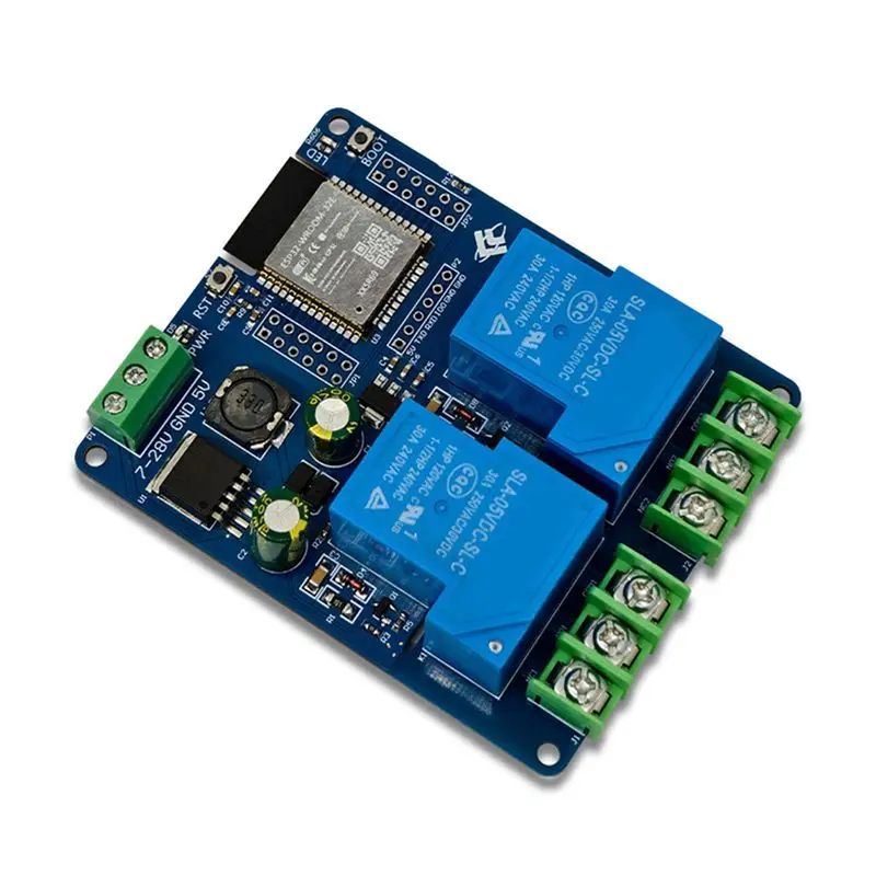 AA14 New 2X DC7-28/5V Power Supply WIFI Bluetooth 2-Channel 30A Relay Module Development Board ESP32 Secondary Development