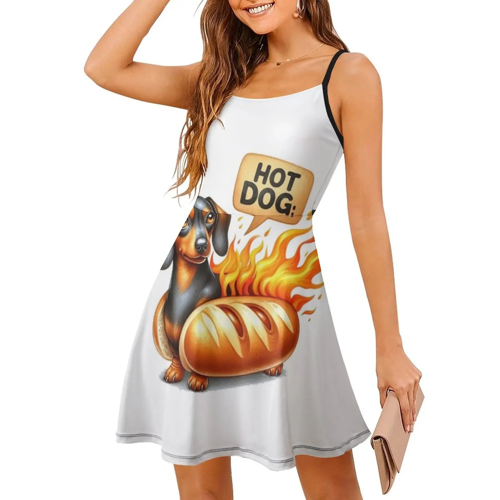 فستان هوت دوج على الطراز الكوري للنساء فستان كاجوال أنيق للحفلات أو الارتداء اليومي هوت دوج هوت دوج داشوند هوت دوج هوت دوج هوت