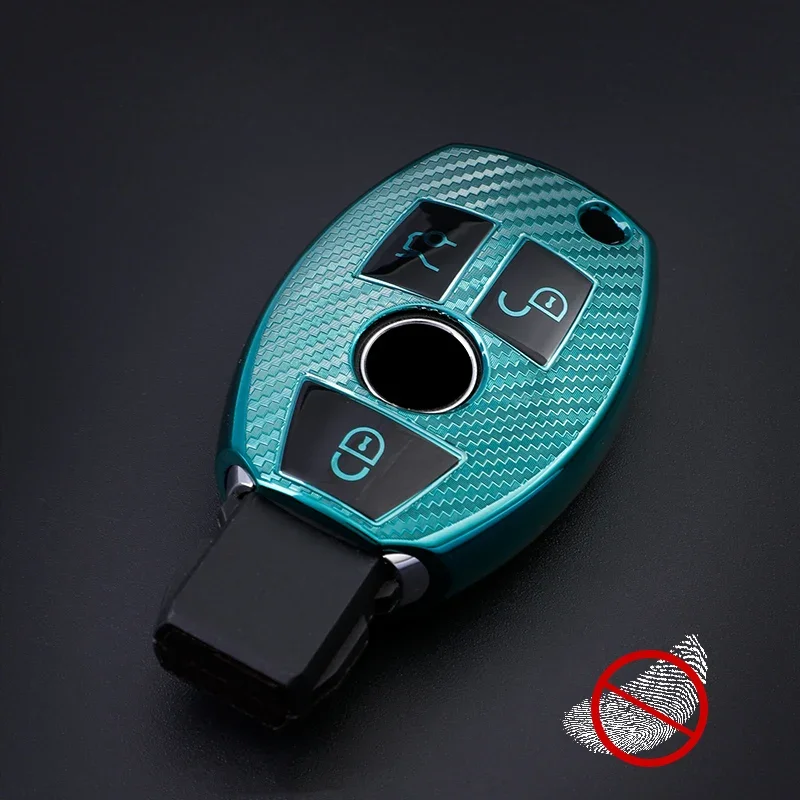 TPU Carbon Fiber Car Smart Key Case Cover Bag Keychain for Mercedes Benz CLS CLA GL R SLK AMG A B C S Class Keys