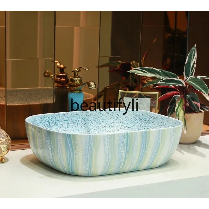 f156 Lavabo de table simple Lavabo carré en céramique