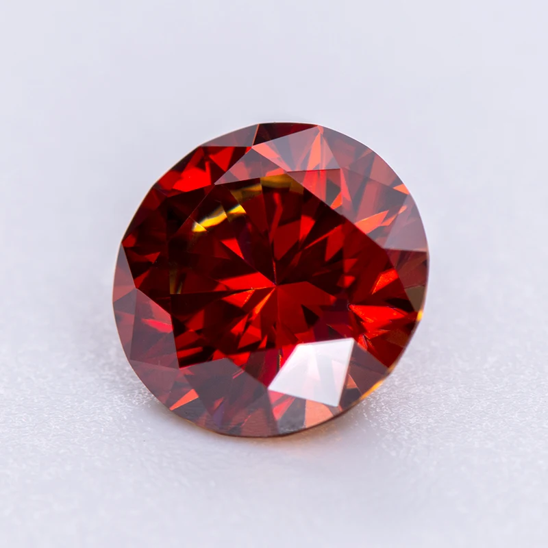 Moissanite Stone Garnet Color Round Cut Lab Grown Gemstone for Women Jewelry Making Passed Diamond Tester with GRA Certificate