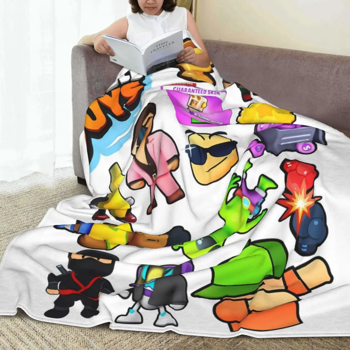 Stumbles Game Guys Characters Warm Soft Blanket Camping Plush Throw Blanket Print Couch Chair Flannel Bedspread Sofa Bed Cover