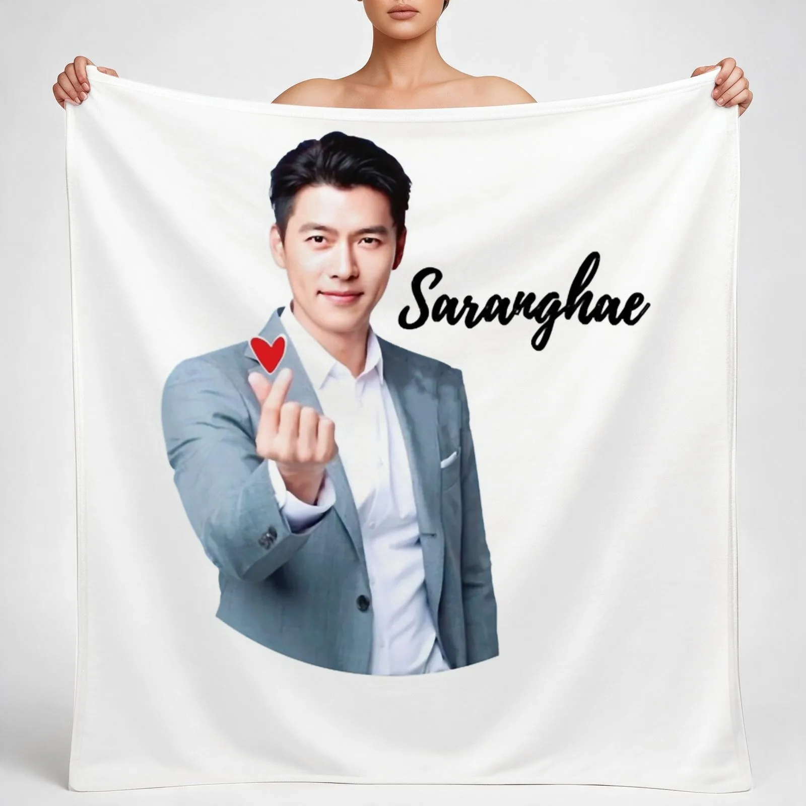Hyun Bin Saranghae Throw Blanket couch cozy soft plush fuzzy picnic outdoor blanket