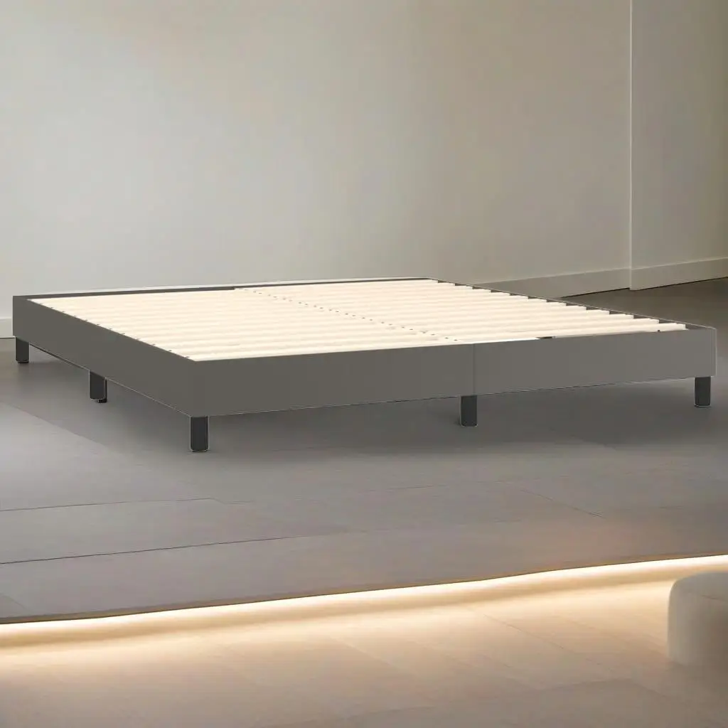 Grauer Kunstleder-Bettrahmen 160 x 200 cm – modernes Design für stilvolle Schlafzimmer