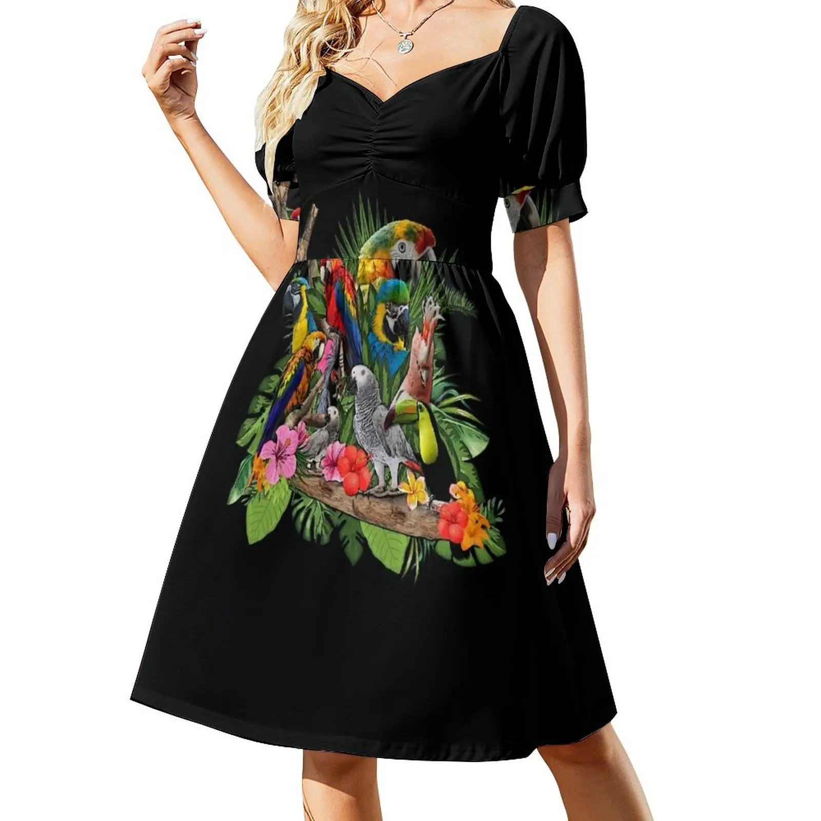 

Parrot Bird Macaw Ara Short Sleeved Dress dress summer 2025 women evening dress woman Dance dresses