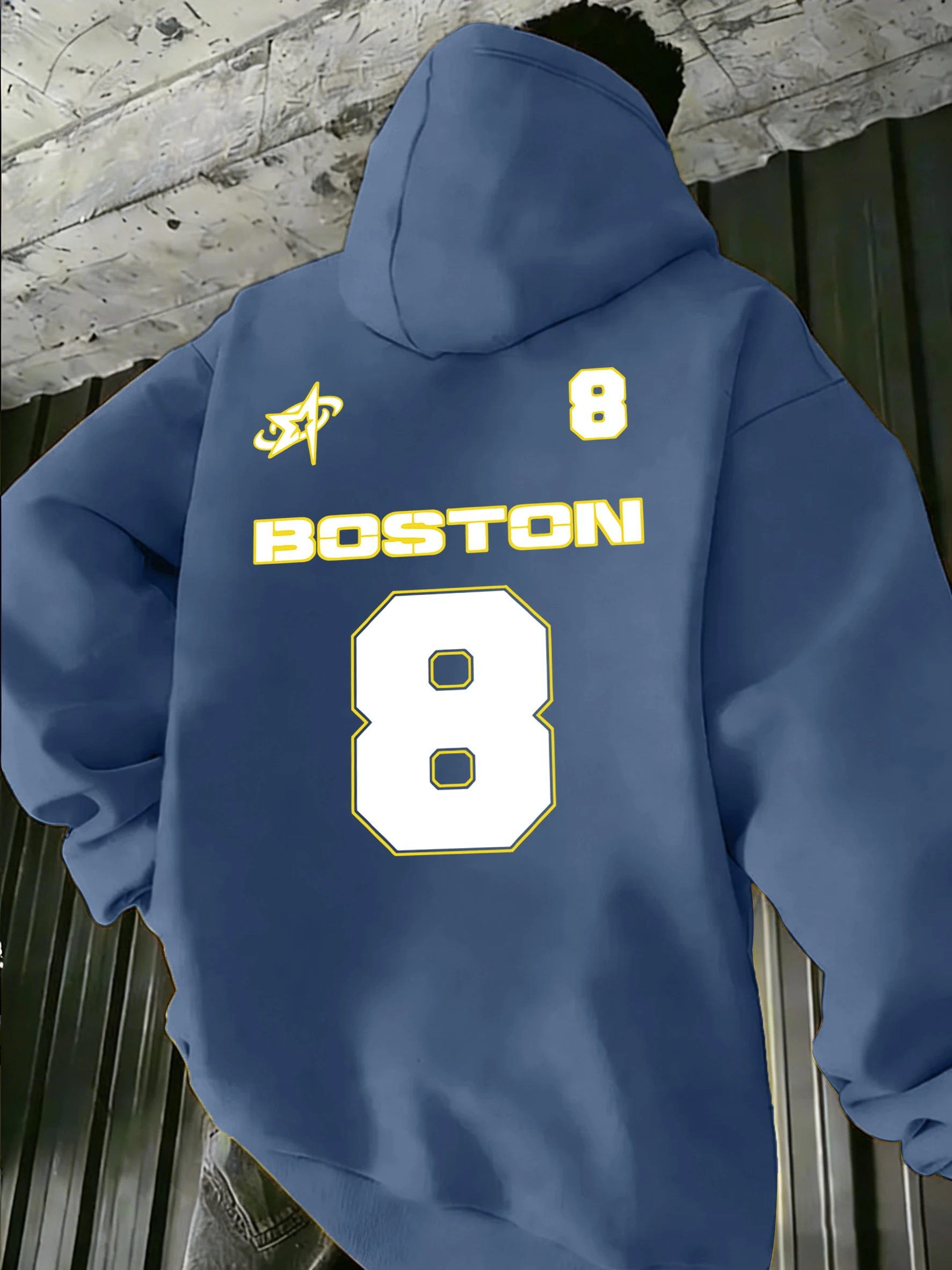 

Мужской осенний пуловер Boston Number 8 с креативным принтом, флисовая толстовка в стиле хип-хоп с круглым вырезом, повседневная одежда унисекс, свободная уличная одежда в стиле ретро