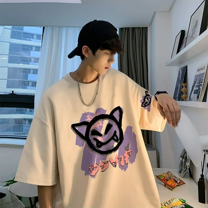 Men's Vintage Short Sleeve Summer Social Y2k Streetwear Harajuku tshirt oversize man Comfortable Pure Cotton Funny Clothing