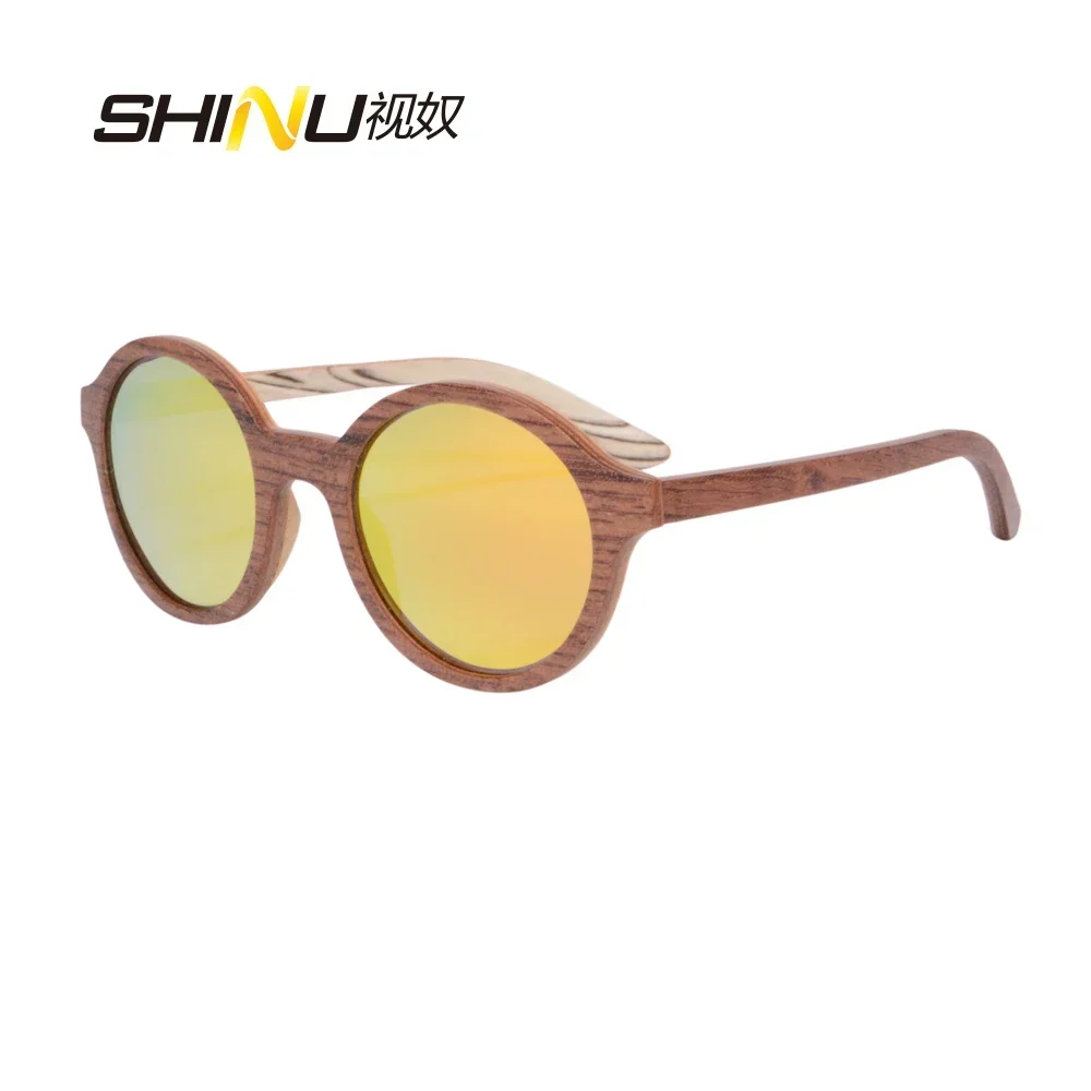 SHINU Brand Round sunglasses for women handmade natural wooden sunglasses polarized lenses trend 2024 cycling fashion sunglasses