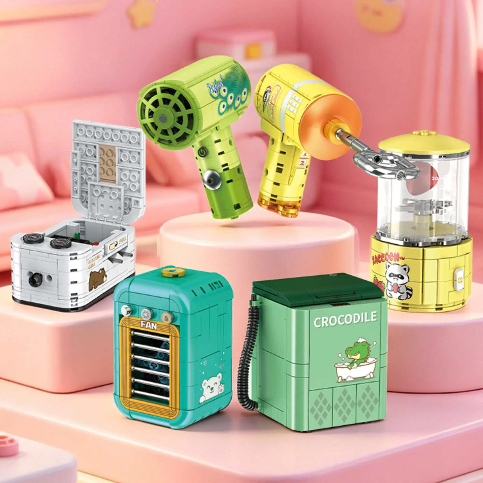 1019pcs Fun Home Appliances Building Blocks Desktop DecorFusion Cable Transmission Function Appliances Bricks Toys Adults Gifts
