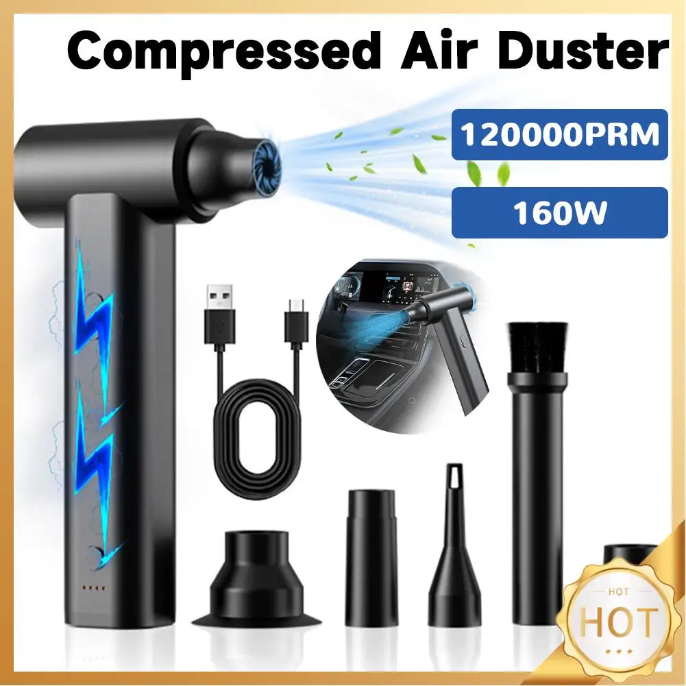 Compressed Air Duster 120000PRM 2 in 1 Air Blower & Vacuum Cleaner USB Rechargeable Computer Vacuum Cleaner for Keyboard PC Clea