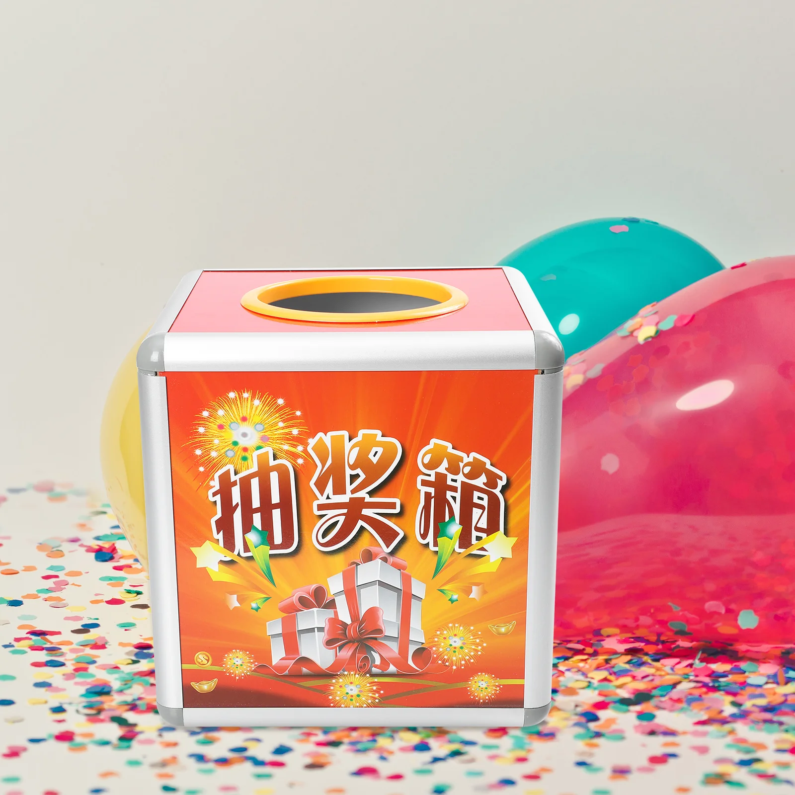 

1Pcs Aluminum Alloy Lottery Box Raffle Holder Multi-Purpose Draw Case for Donations Fundraising Tips Collection