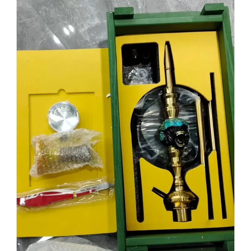 Arabic Style Stainless Steel Hookah Full Set, 304 Food Grade Shisha Complete Kit with Hose & Bowl for Home Bar