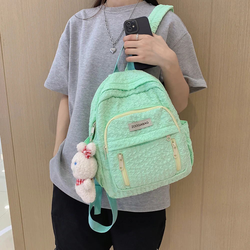 Mochila escolar bonita para niños, mochila de nailon de Color sólido para estudiantes, pliegues multibolsillos, ligera, resistente a los arañazos, ajustable, leisu diario