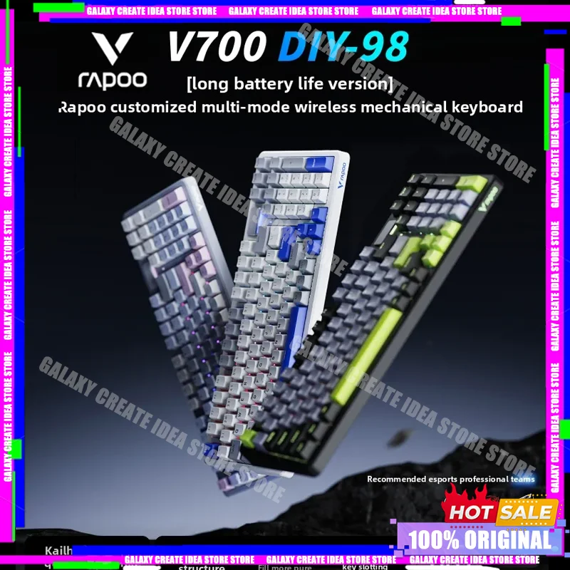 

Rapoo V700DIY-98 Wireless Tri-mode Mechanical Keyboard Hot Plug RGB Ergonomics Long Battery Life Custom Gaming Office Keyboard