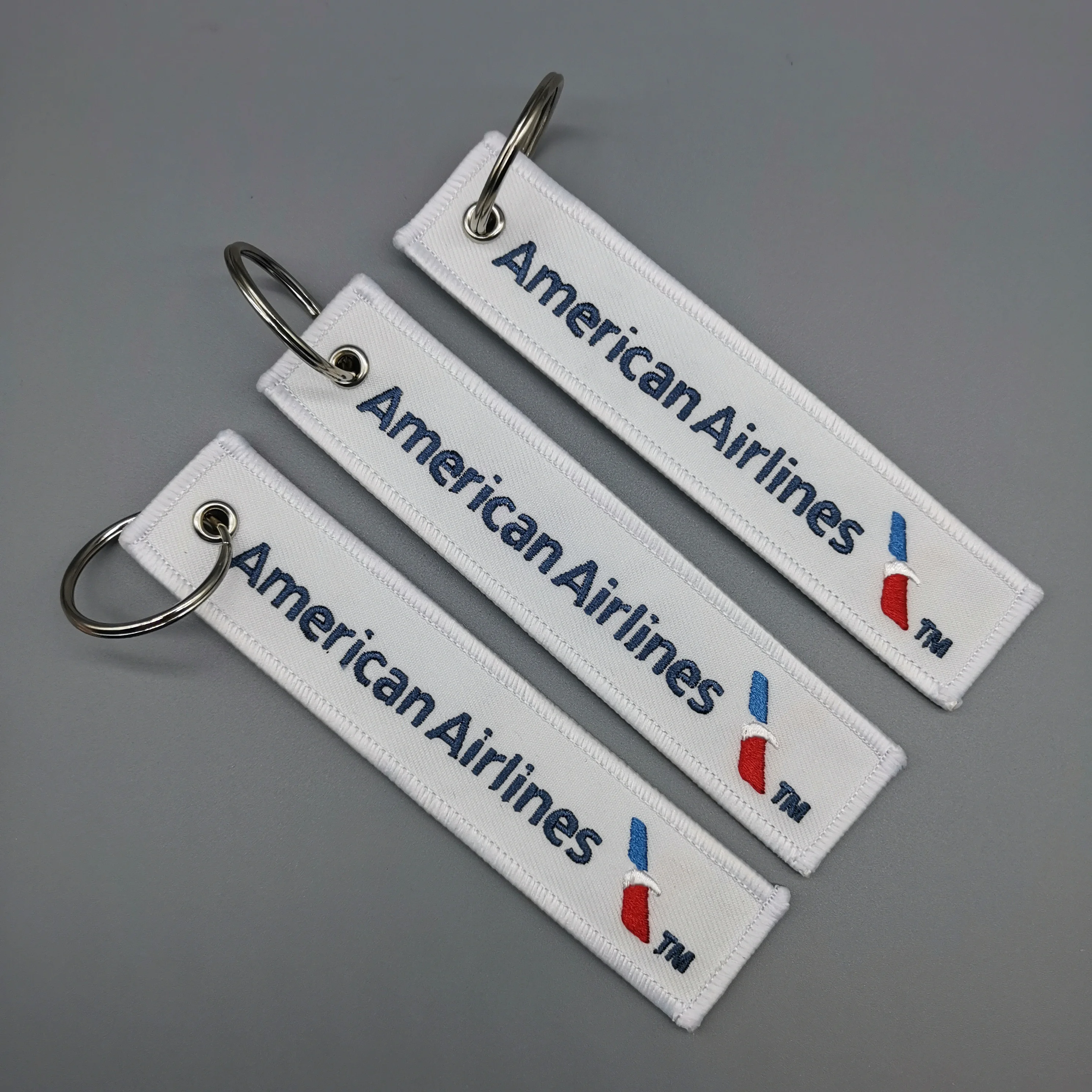 1 PC Fashion Trinkets Double Sided Embroidered Key Chain American Airlines Key Chain Motorcycle Key Chain Accessories