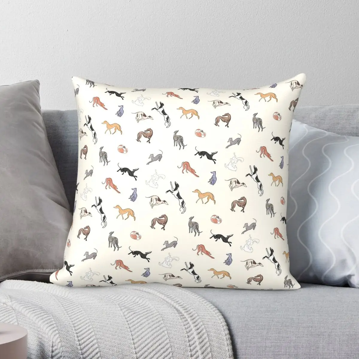 Greyhound Dog Square Pillowcase Polyester Linen Velvet Pattern Zip Decorative Throw Pillow Case Home Cushion Case 45x45