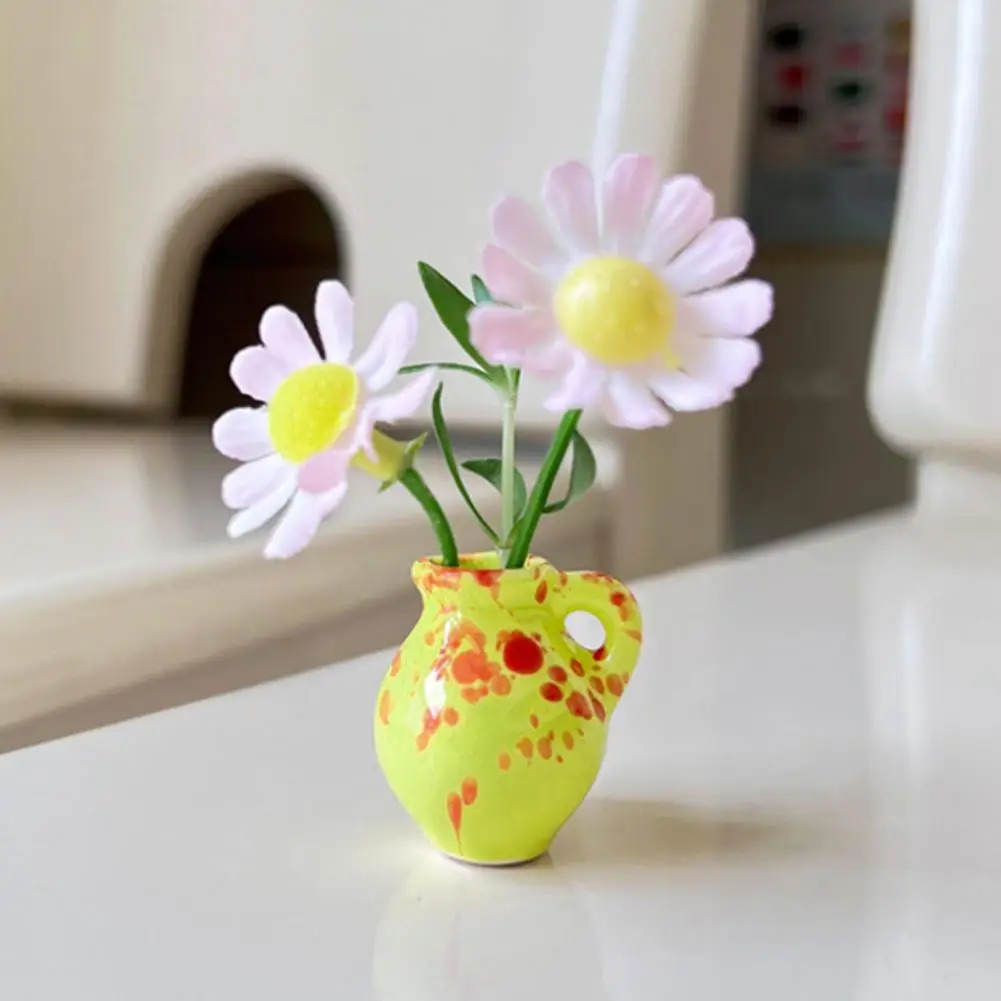Ceramic Flower Vase Fridge Magnet 3D Plants Vase Refrigerator Magnet Home Office Kitchen Locker Mini Simulation Vase Decoration