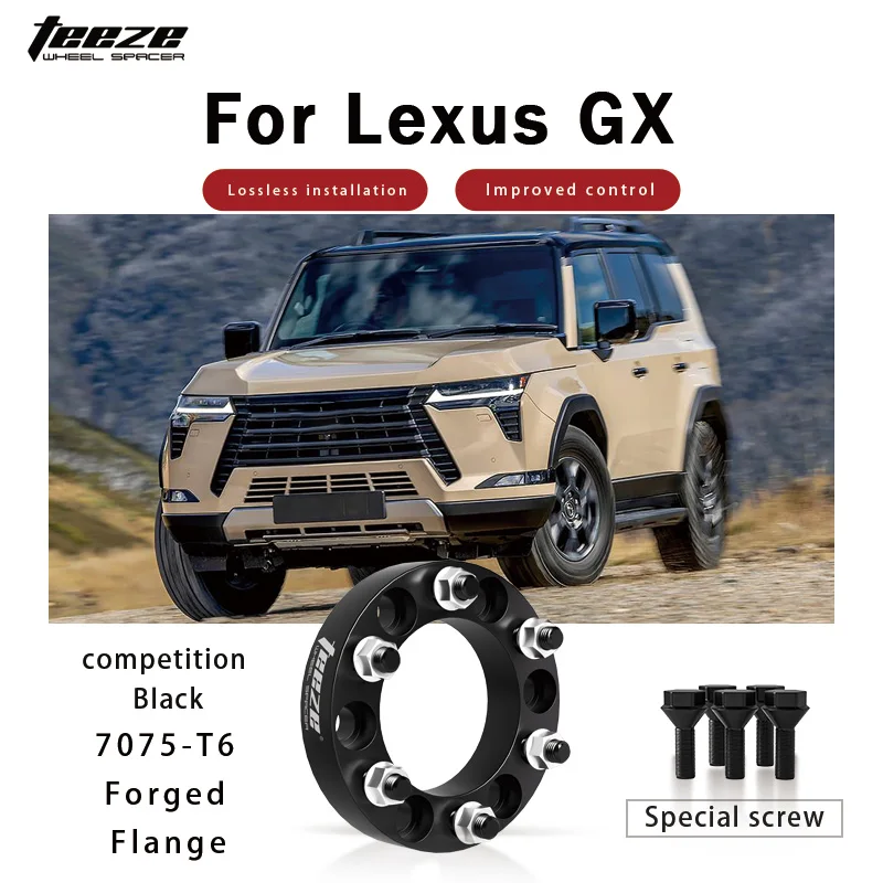

Teeze 2/4pcs 6x139.7 CB95.1/106.1mm M14x1.5/12x1.5 Hub Centric Black Forged wheel spacer For Lexus GX Flange Plate25/30/35mm