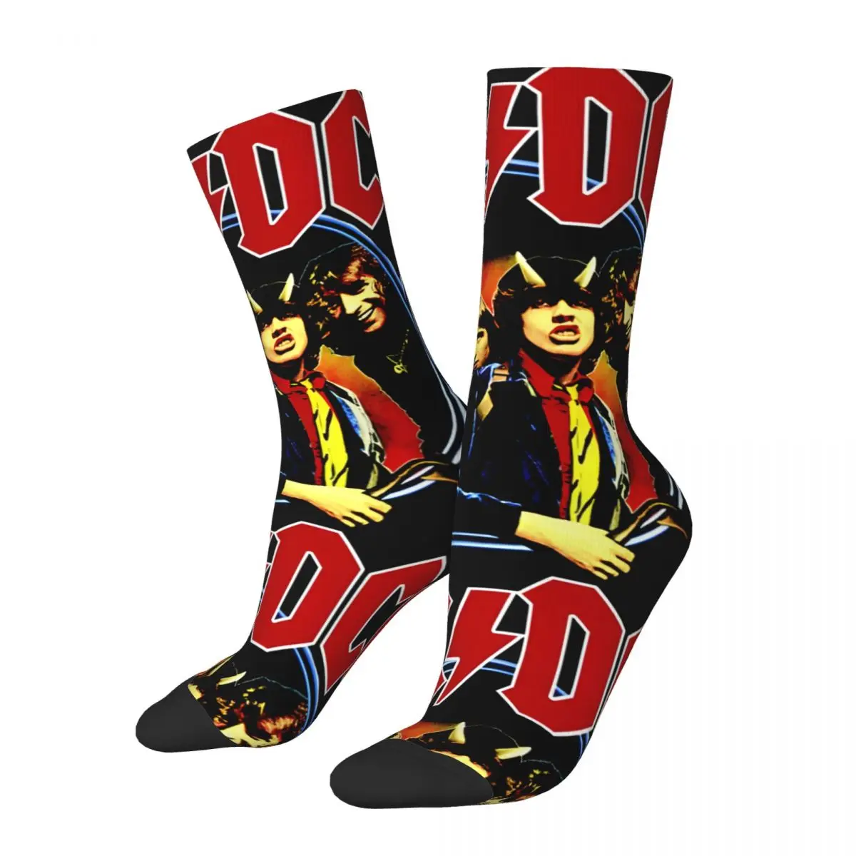 Funny Happy Rock And Roll Men's Socks Vintage Harajuku A-AC DC Street Style Novelty Pattern Crew Crazy Sock Gift Printed