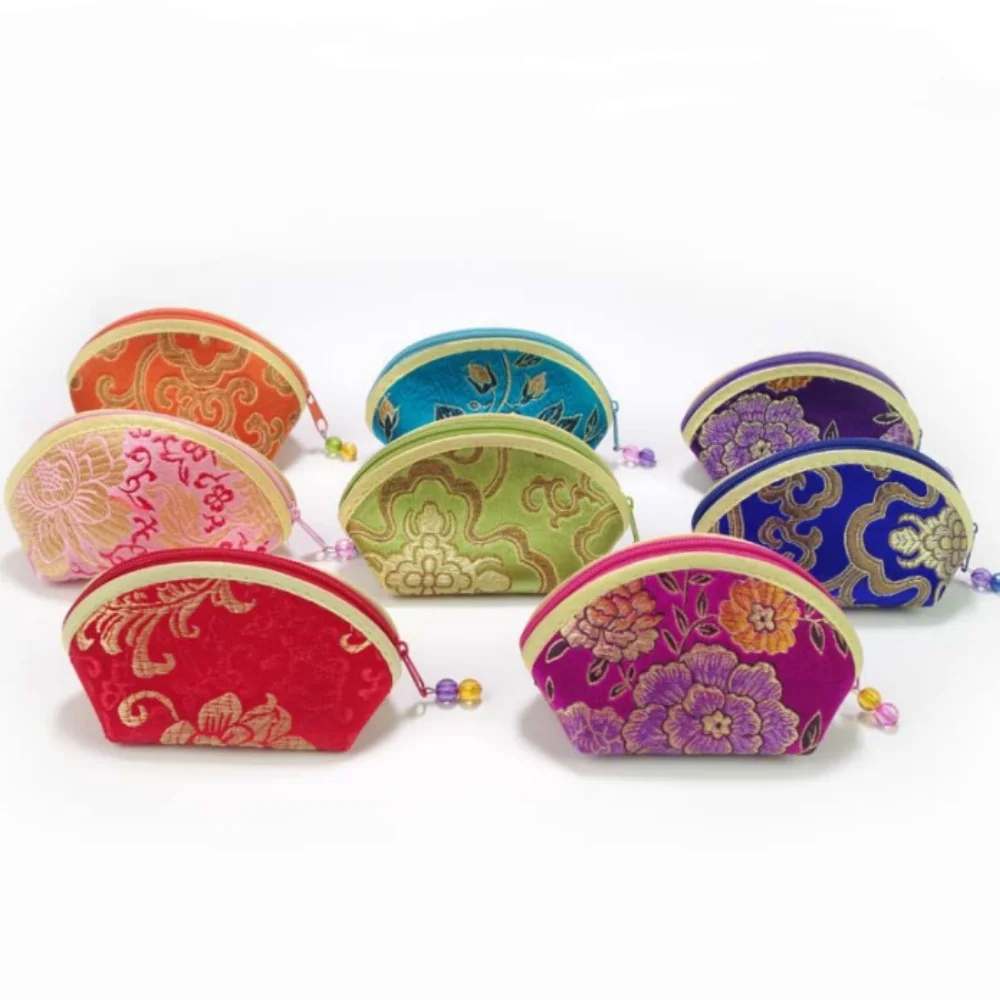 

Vintage Chinese Embroidery Coin Purse For Women Ring Bracelet Organizer Pouch Fashion Jewelry Storage Bag Zipper Pouch Gift Bag